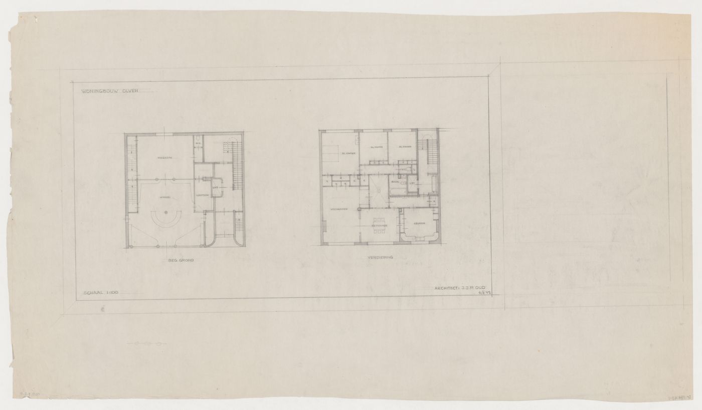 Ground and first floor plans for Olveh mixed-use development, Rotterdam, Netherlands