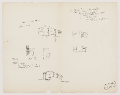 Conceptual sketches and notes for Zurichorn (Maison de l'Homme), Zurich