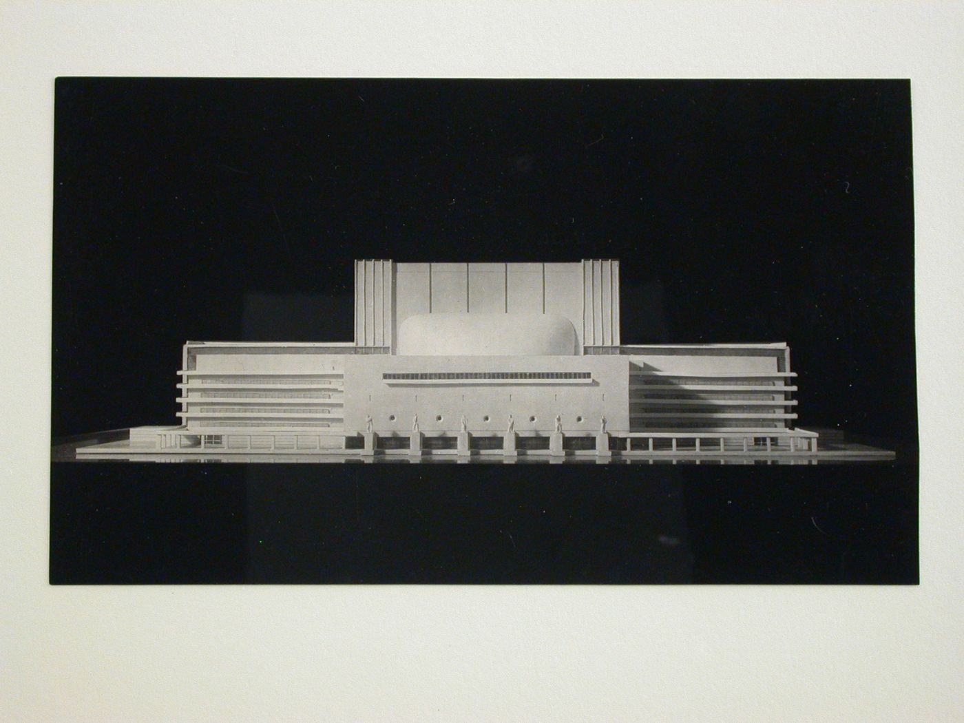 Photograph of a model for the second round of competition for a "synthetic theater" in Sverdlovsk, Soviet Union (now Ekaterinburg, Russia)