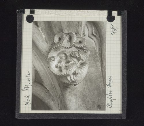 View of grotesque sculpture in Chapter House of York Minster, York, North Yorkshire, England