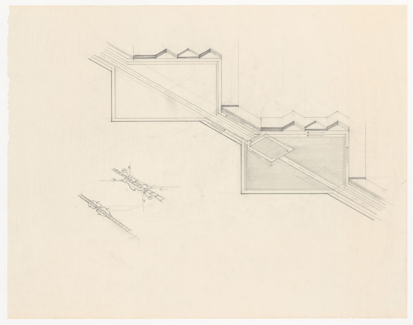 Axonometric and sketches for Montreal International Airport, Montreal