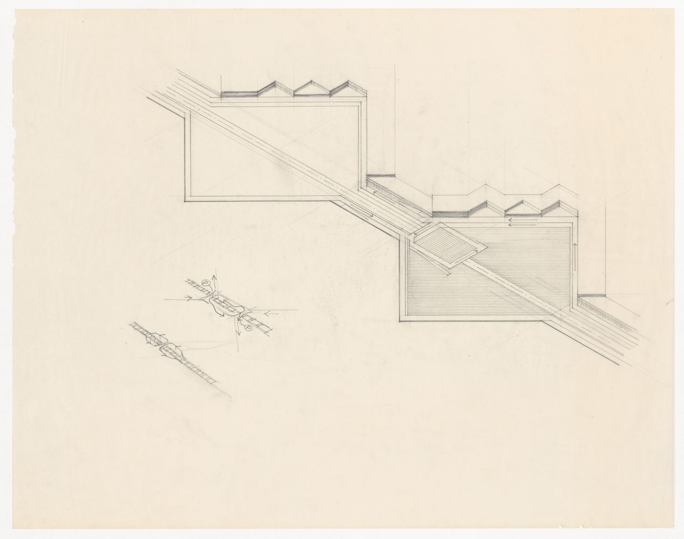 Axonometric and sketches for Montreal International Airport, Montreal