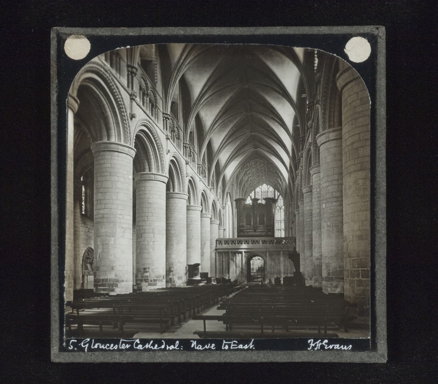 View of nave to east, Gloucester Cathedral, Gloucester, Gloucestershire, England
