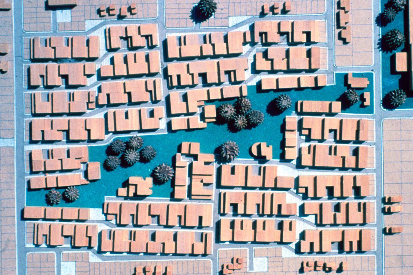 View of model for the Aranya Housing Project, Indore, India