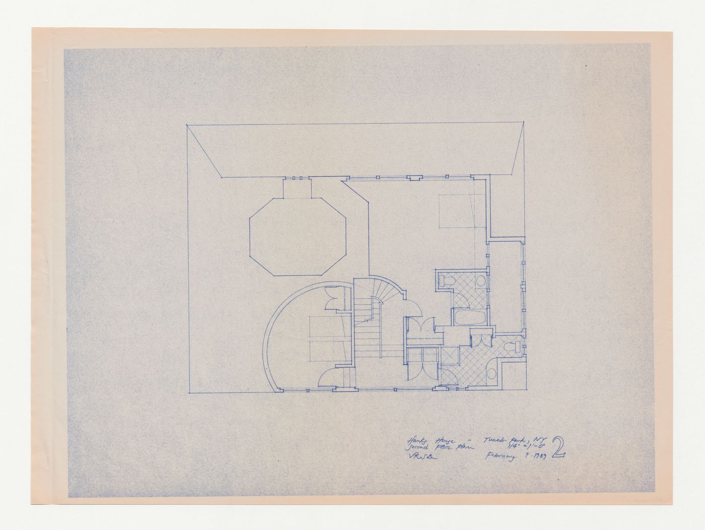 Second floor plan for the Hanks-Paré Residence, Tuxedo Park, New York