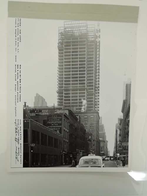 Seagram building under construction, 375 Park avenue, New York, N.Y., west view