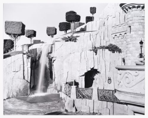 View of Fantasyland, Rockwork surrounding Sleeping Beauty Castle, Disneyland, Anaheim, California