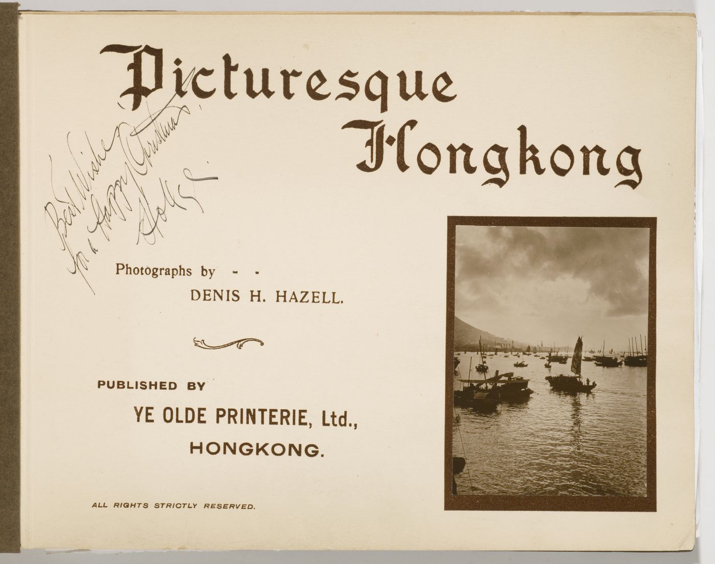 View of Hong Kong harbour showing sailing vessels, with Hong Kong (now Hong Kong, China) in the background