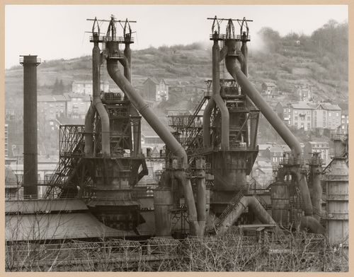 View of blast furnaces of Usinor-Senelle steel mill, Longwy-Bas, Lorraine, France