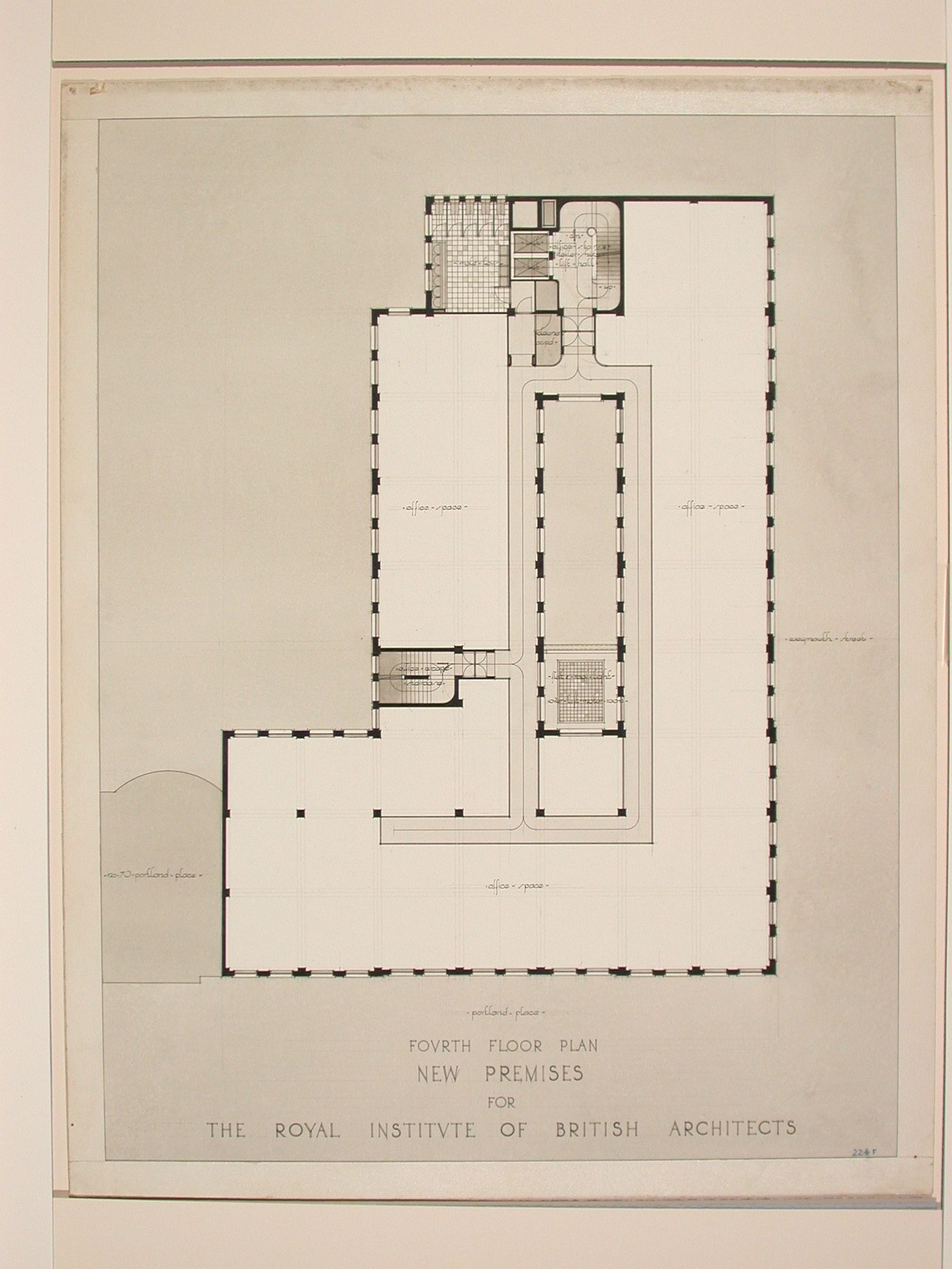 New premises for the Royal Institute of British Architects: Plan of fourth floor