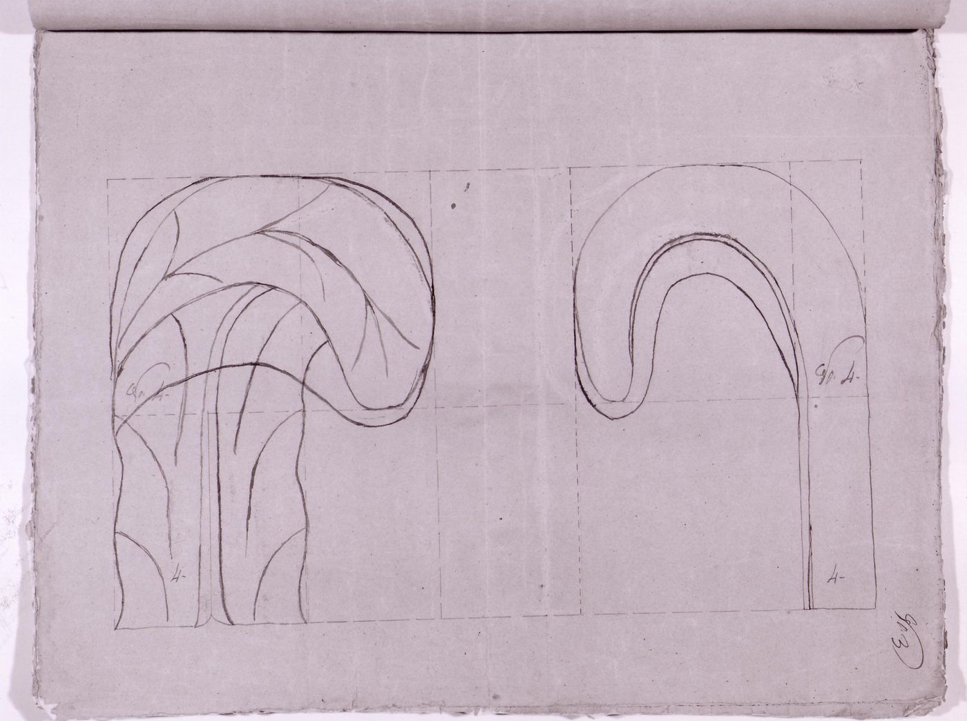 Front and lateral elevations for a decorative detail for the high altar for Notre-Dame de Montréal