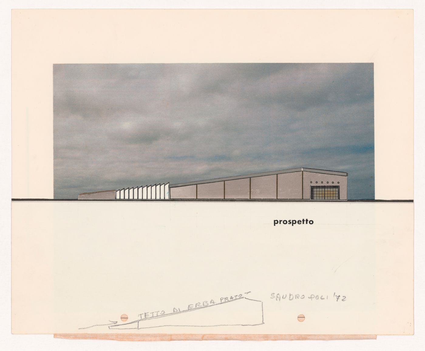 Elevation for an industrial complex project, Sgaravatti company, Pergine Valdarno, Italy