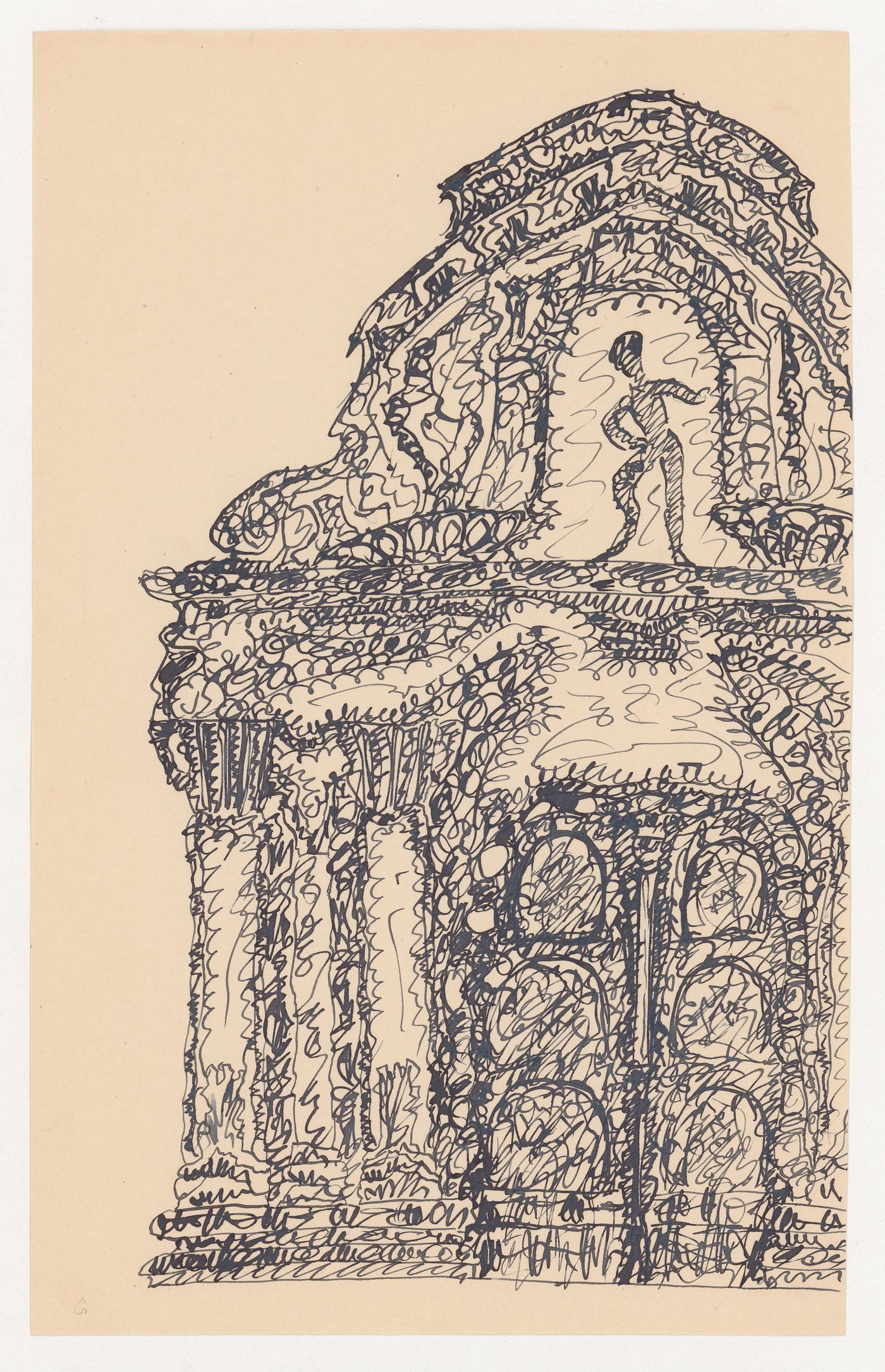 Visionary design for the façade of a two-story building, probably a chapel