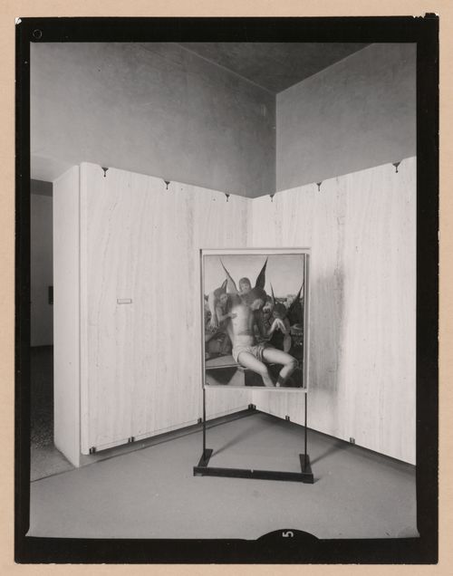 Interior view of a gallery showing a painting on an easel, Museo Correr, Venice, Italy