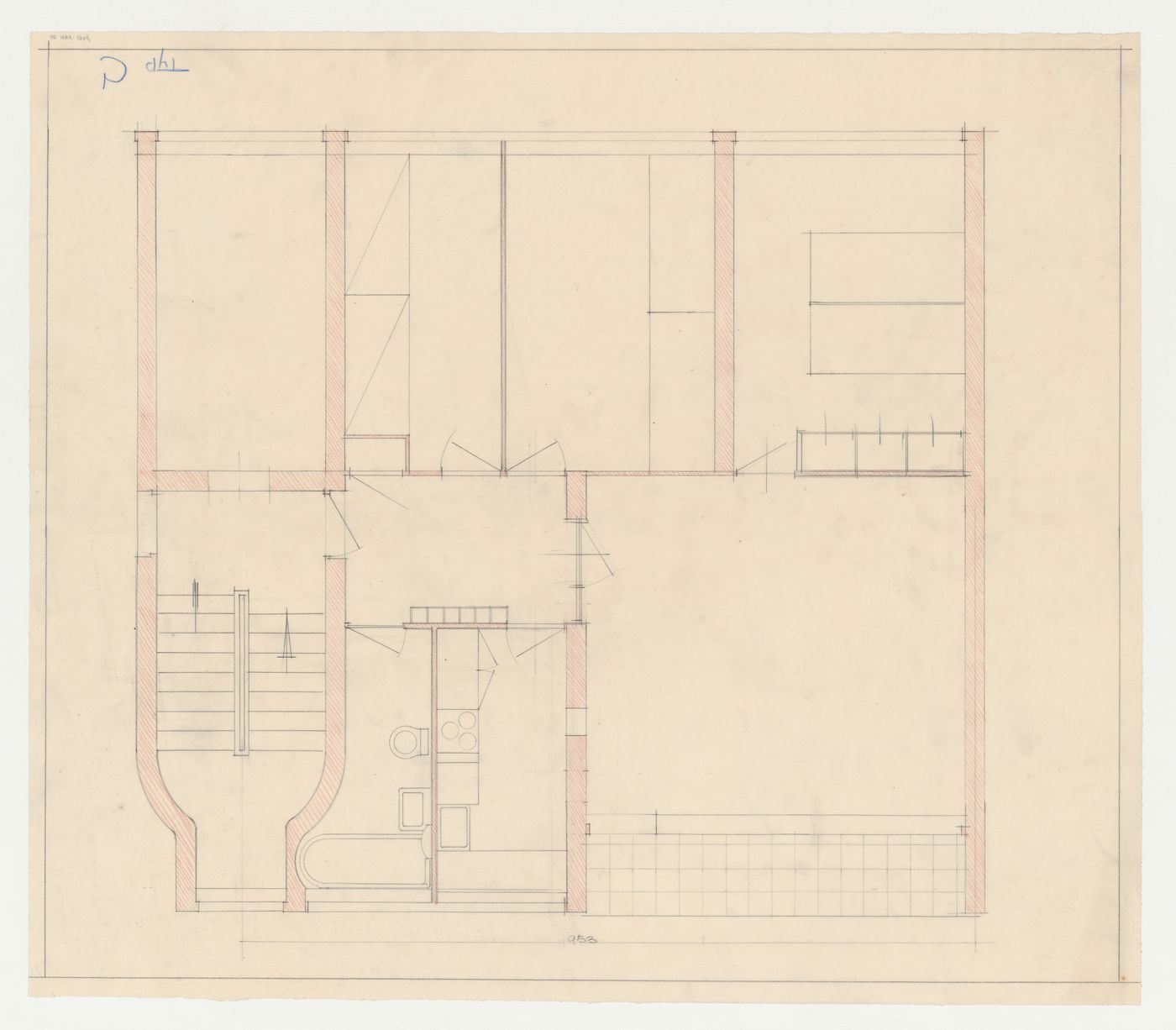 Plan for a type C housing unit, probably for Hellerhof, Frankfurt am Main, Germany