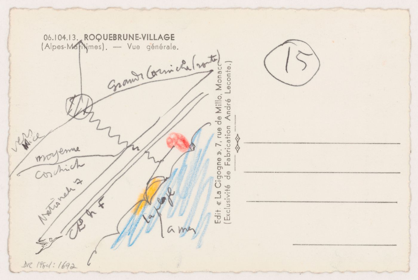 'Roquebrune Village' sketch onback