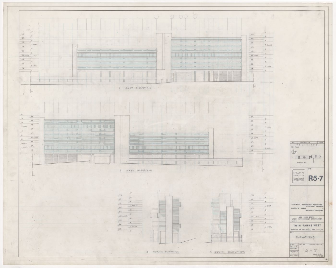 Elevations for Twin Parks West, Site R5-7, Bronx, New York