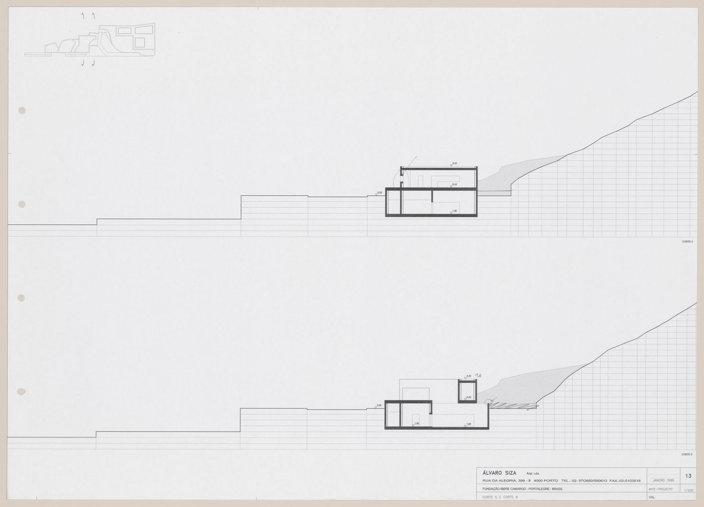 Sections for C. Cultural e Audit. para a Fundação Iberê  Camargo [Iberê  Camargo Foundation Museum], Porto Alegre, Brazil