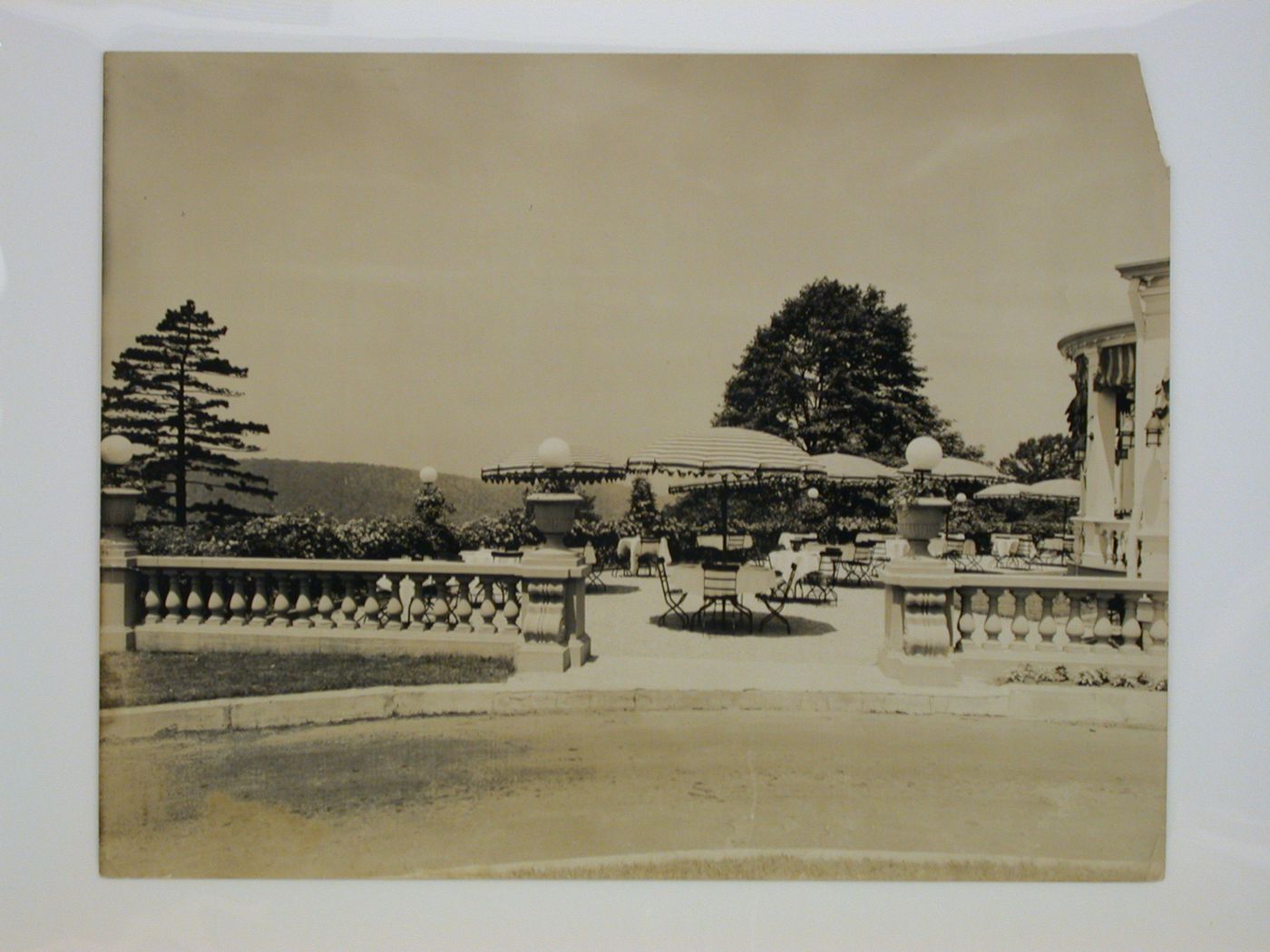 View of the Longue Vue Golf Course clubhouse terrace, New York [?], United States