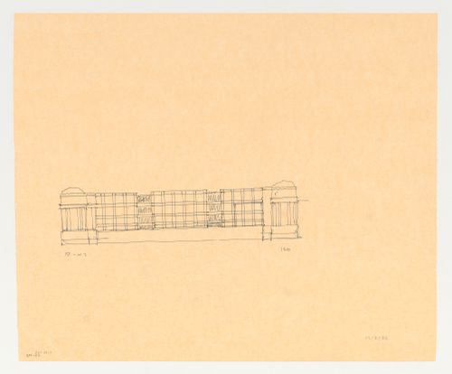 Sketch perspective from above showing the south and east sides for the Brooklyn Museum master plan, first phase