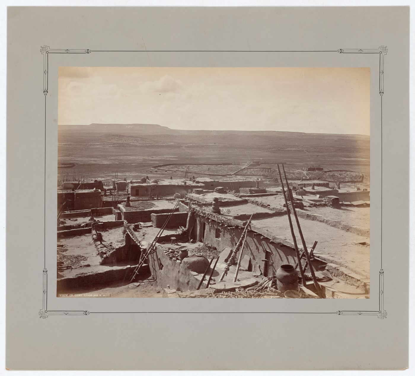 View of Zuni overlooking walled gardens, New Mexico, United States