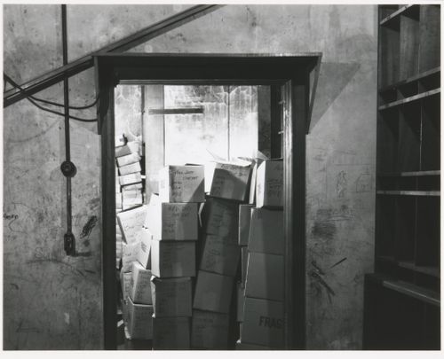 View of records in vault, basement, Old City Hall, Boston, Massachusetts, United States