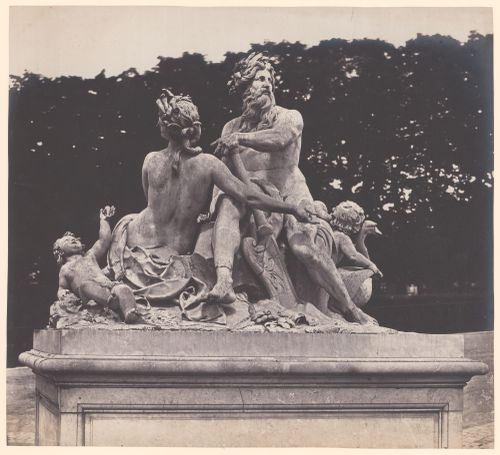 Tuileries Gardens: "The Seine and the Marne" close-up of sculptural group, Paris, France