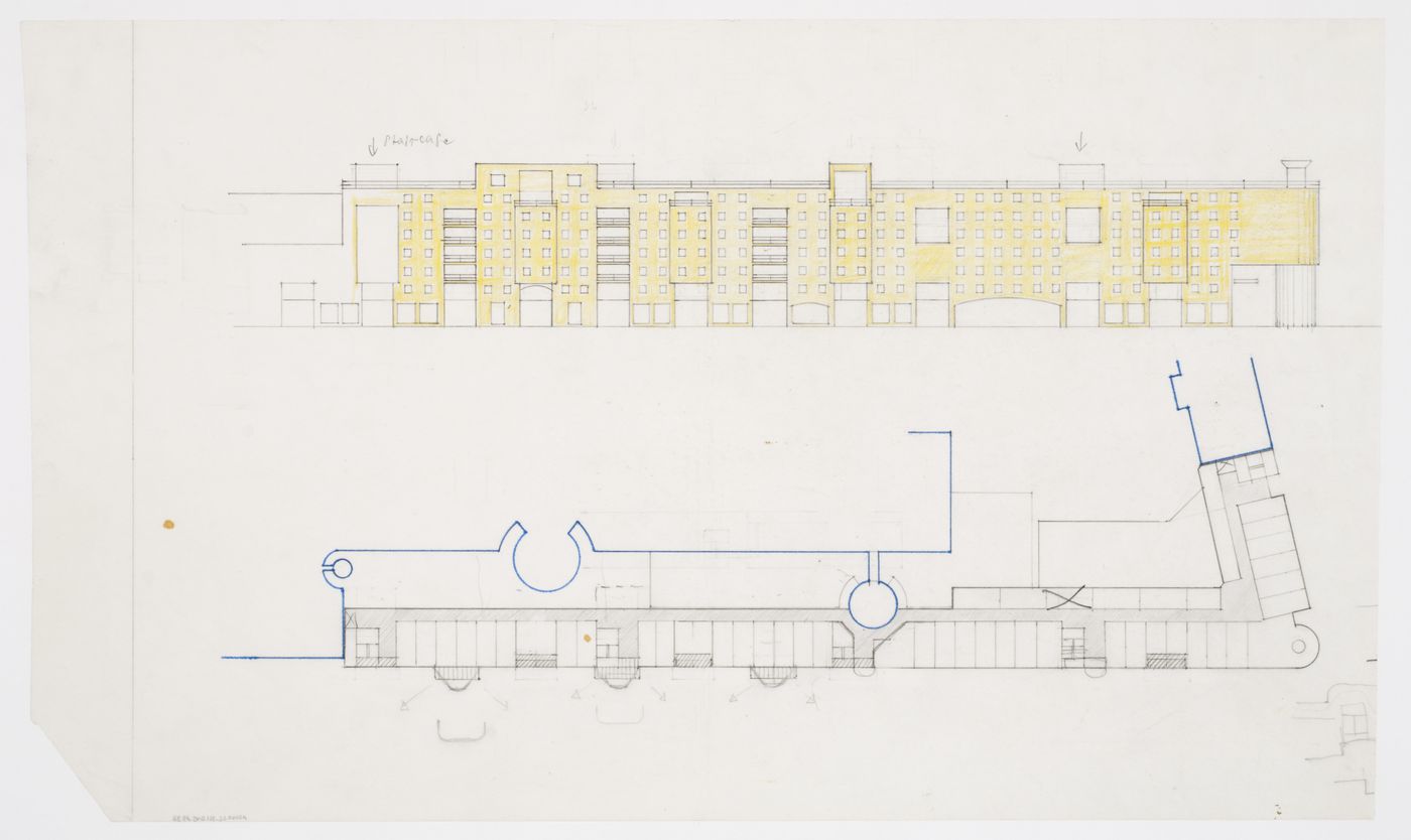 Hotel, Meineke Strasse, Berlin, Germany: elevation and plan