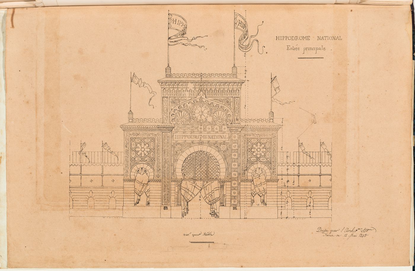 Hippodrome national, Paris: Elevation for the principal entrance