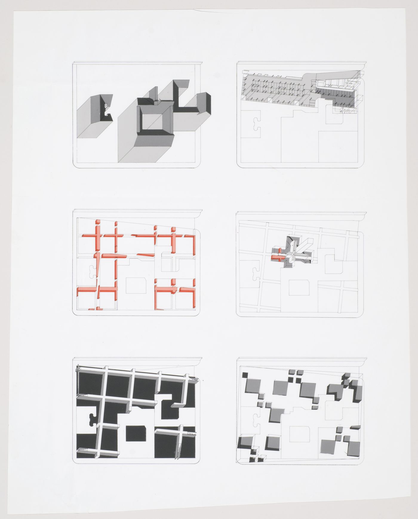 Site plans with axonometric projections, IBA project, West Berlin (now Berlin), West Germany (now Germany)