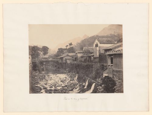 View of houses, a bridge and the Nakashima River, Nagasaki, Japan