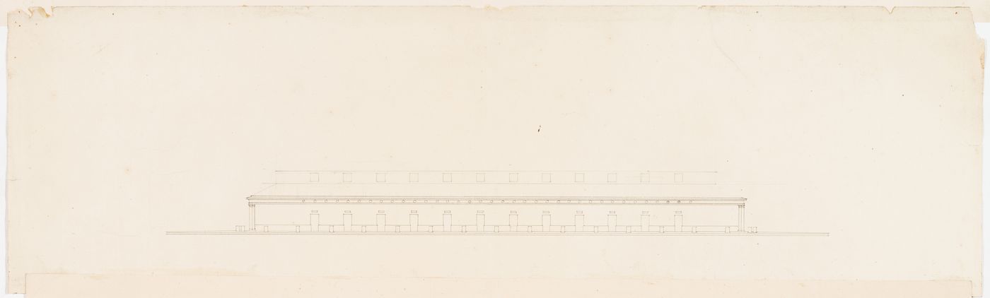 Elevation for the central building for an "entrepôt de vins"