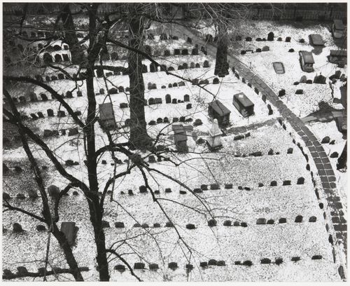 View of burying ground from roof of Old City Hall, Boston, Massachusetts, United States