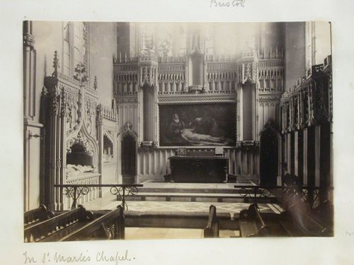 Interior showing the altar of St Marlis Chapel, Bristol, England