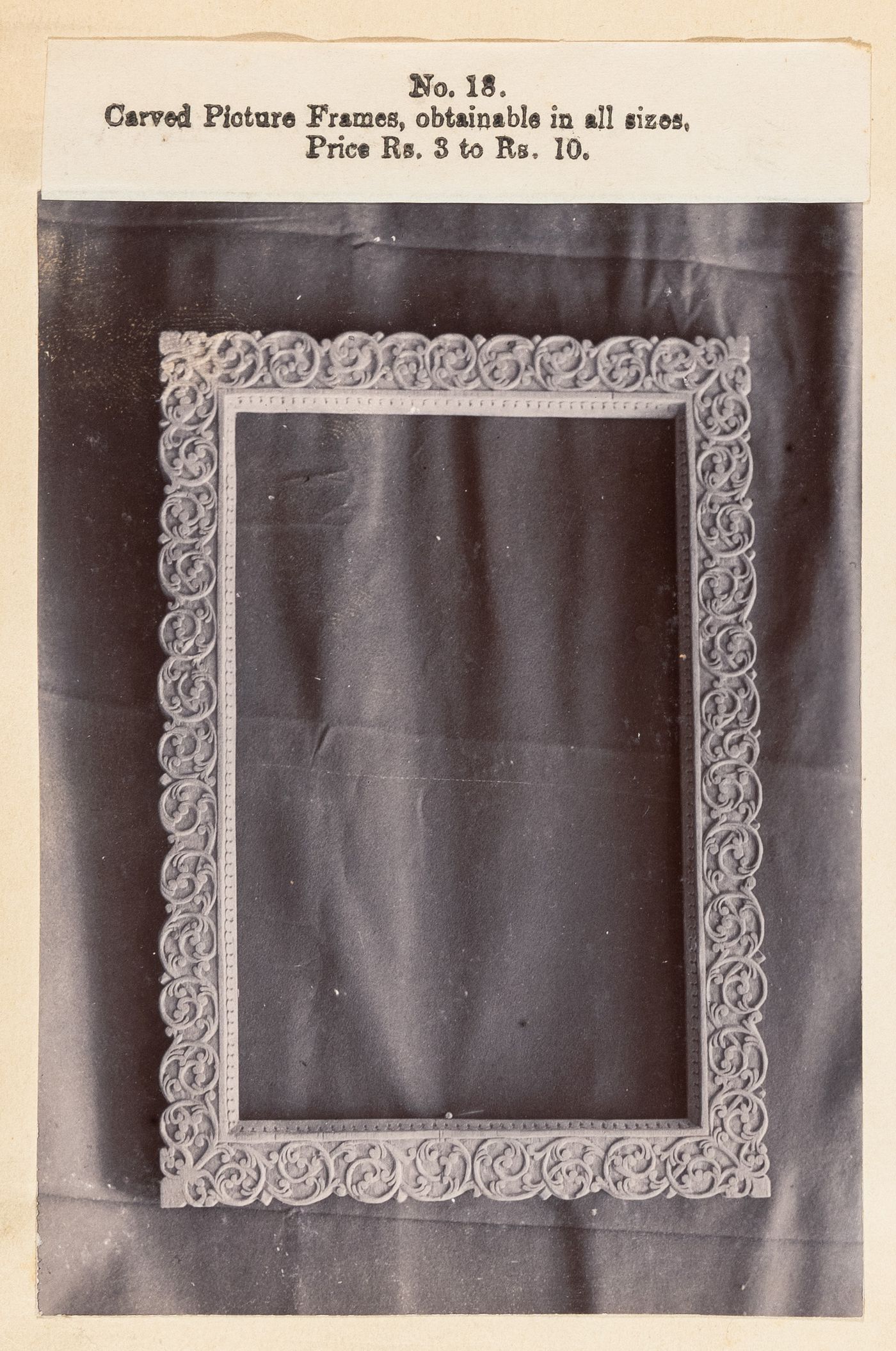 View of a frame, F. Beato Limited, C Road, Mandalay, Burma (now Myanmar)