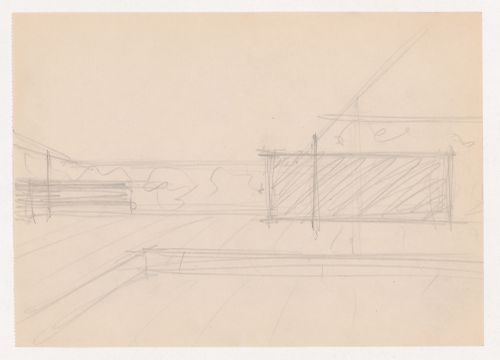 Interior perspective sketch for Museum for a Small City showing the shallow recessed area