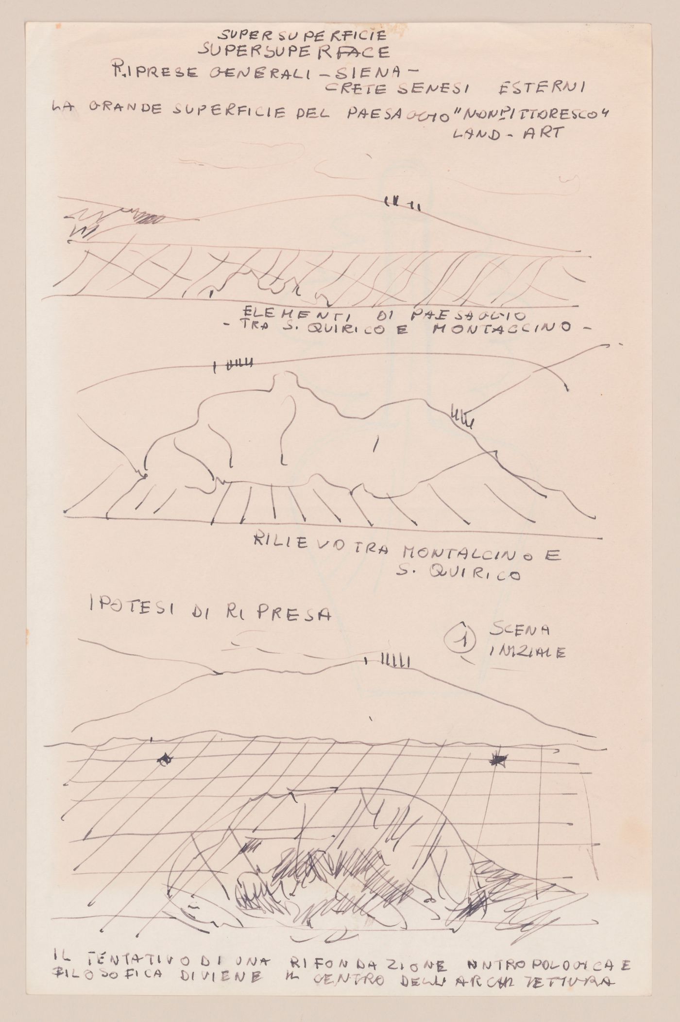 Notes and sketches for Supersuperficie [Supersurface]