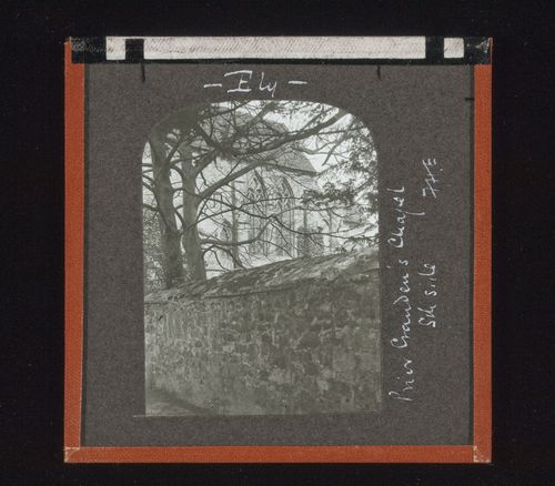 View of Prior Crauden's Chapel through trees, Ely Cathedral, Ely, Cambridgeshire, England