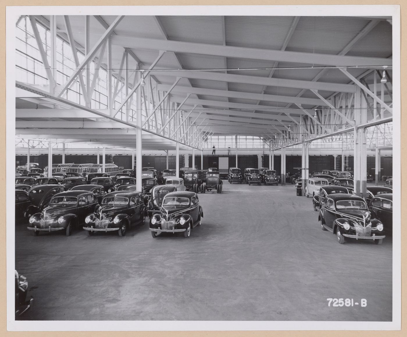 Interior view of the Driveway Building showing cars, Rouge River Plant, Ford Motor Company, Dearborn, Michigan