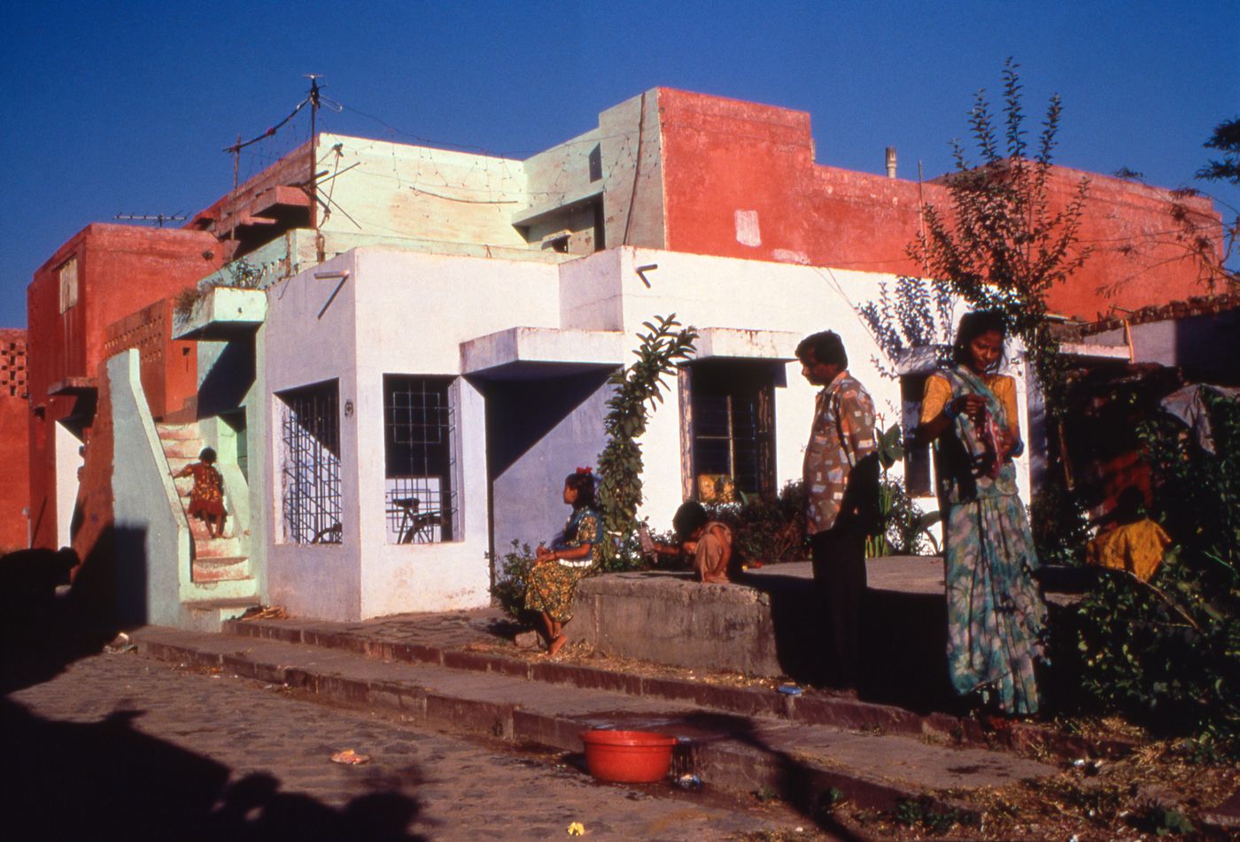 Stree life view of the McGill layout for the Aranya Housing Project in Aranya, India