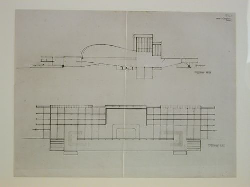 Photograph of sections for the second round of competition for a "synthetic theater" in Sverdlovsk, Soviet Union (now Ekaterinburg, Russia)