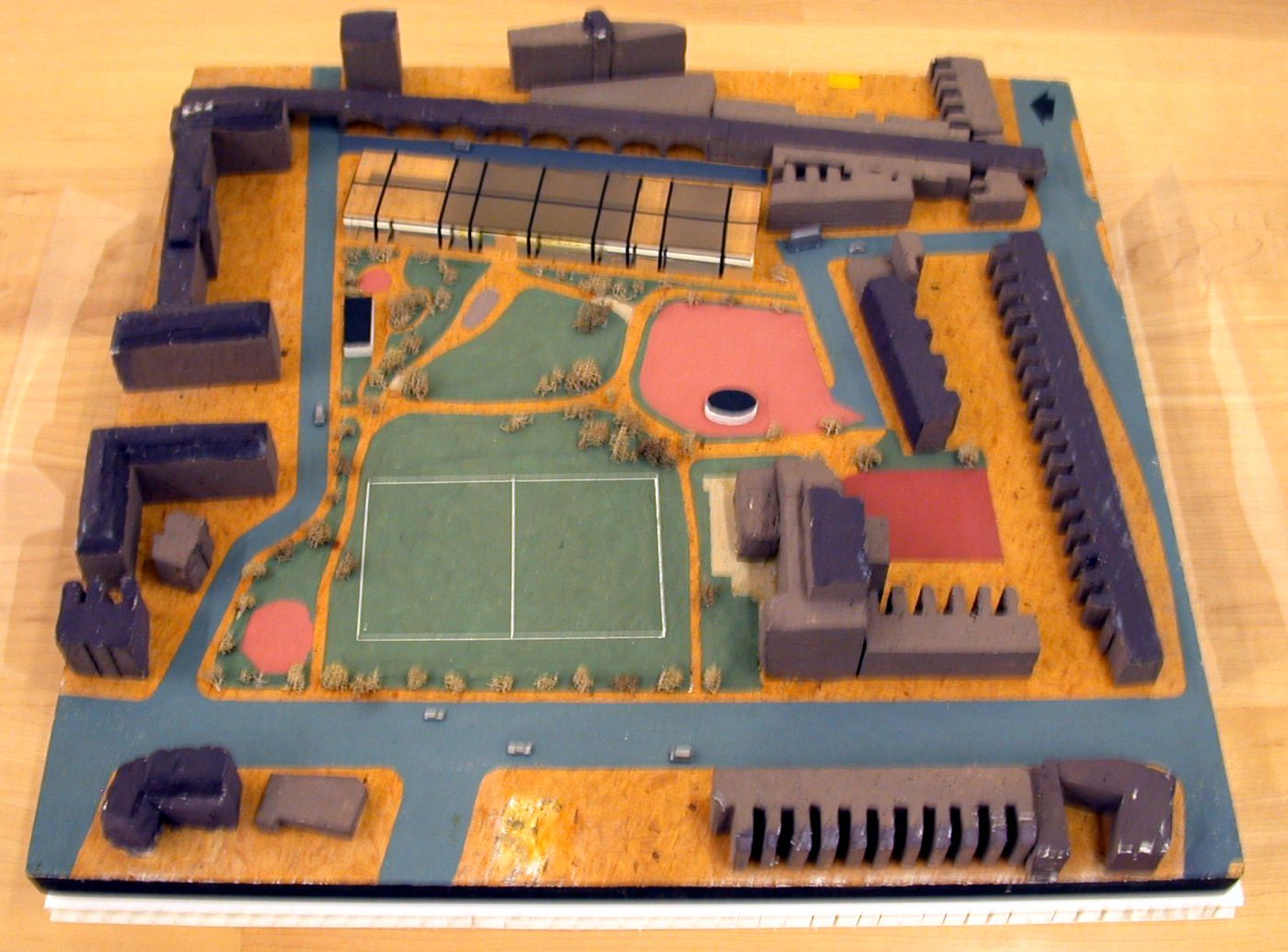 Model of building, site and surrounding buildings, Inter-Action Centre, Kentish Town, Camden, London, England