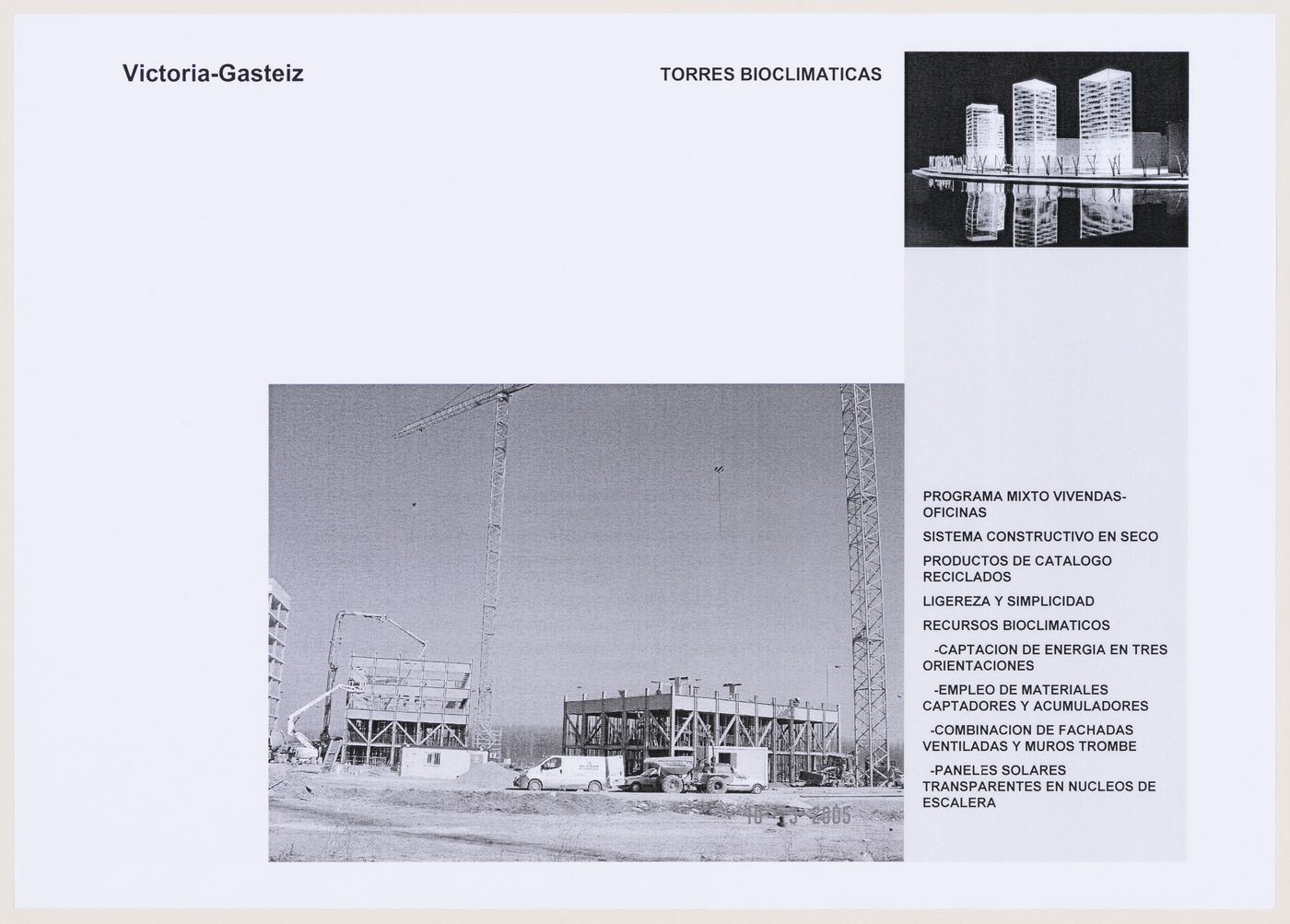 Site plan and elevation, Torres mixtas bioclimáticas en el Humedal de Salburúa Fens, Vitoria, Spain