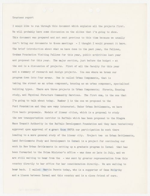 Report to the Board of Trustees