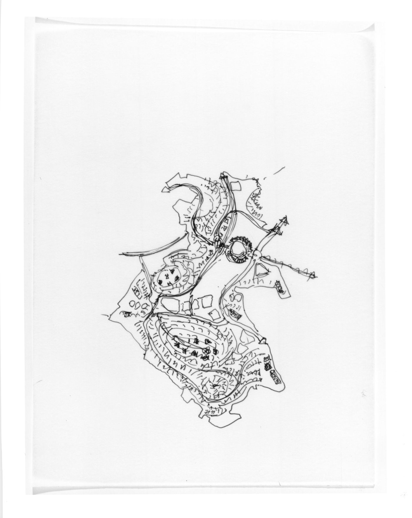 Site plan sketche for Chung King Hills Master Plan, Chungking, China