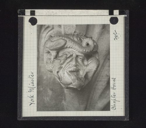 View of grotesque sculpture in Chapter House of York Minster, York, North Yorkshire, England