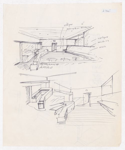 Sketch interior perspective for Recuperação do Restaurante Pai Ramiro, Porto, Portugal