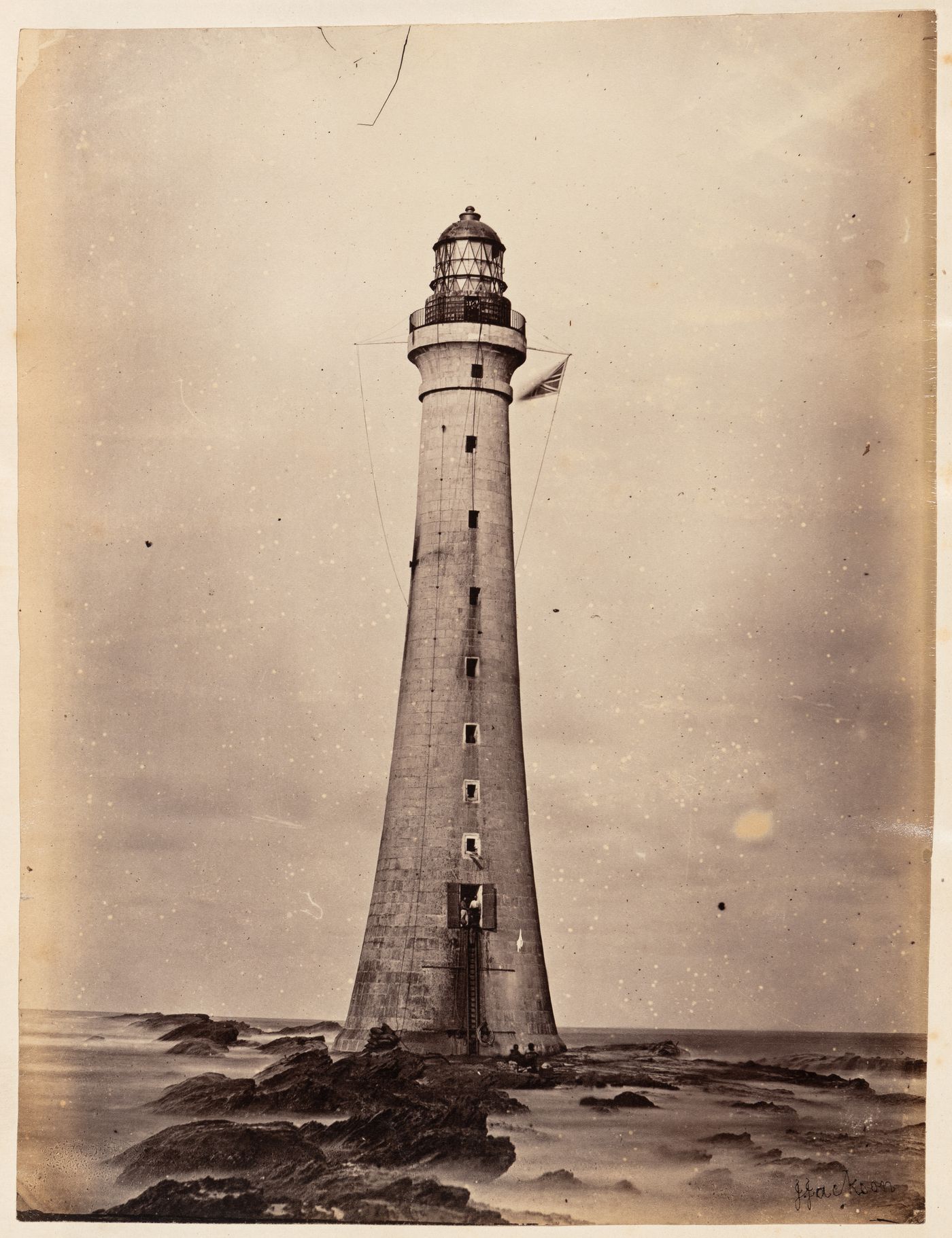 View of the Alguada Lighthouse, Alguada Reef, Burma (now Myanmar)