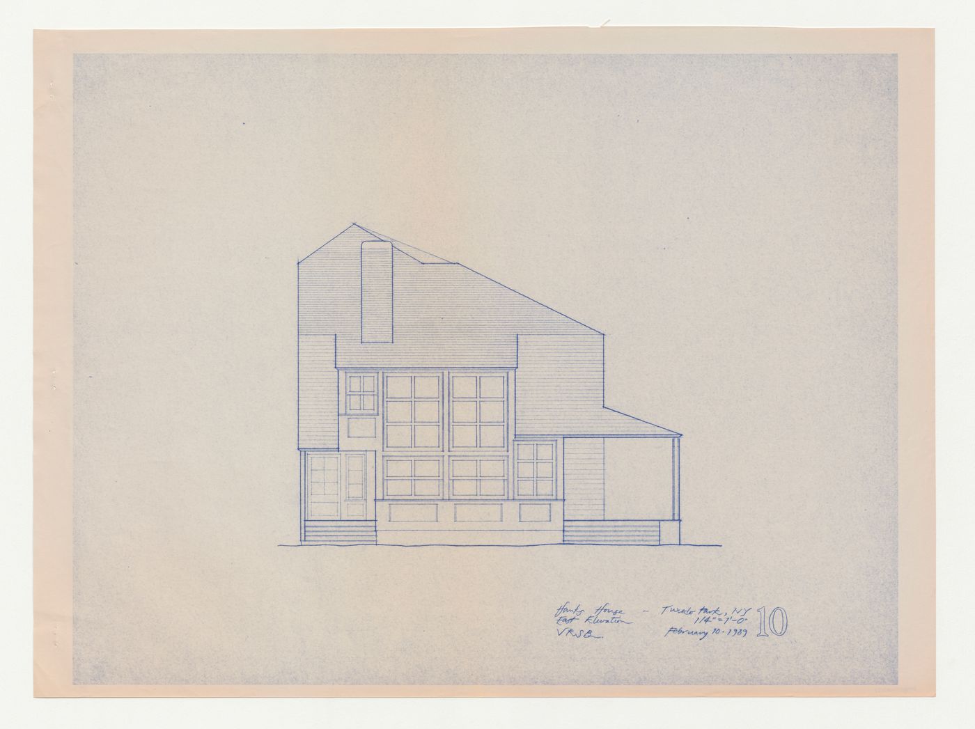 East elevation for the Hanks-Paré Residence, Tuxedo Park, New York