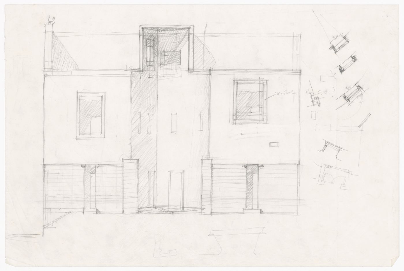 Elevation and sketches for Casa Miggiano, Otranto, Italy
